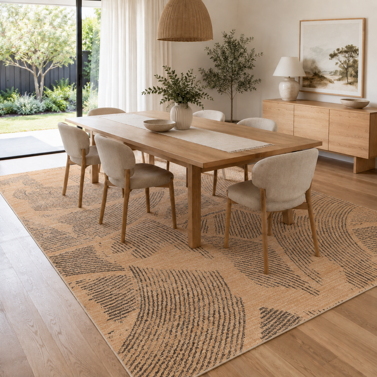 Clara Abstract Paintbrush Gold Rug - C104