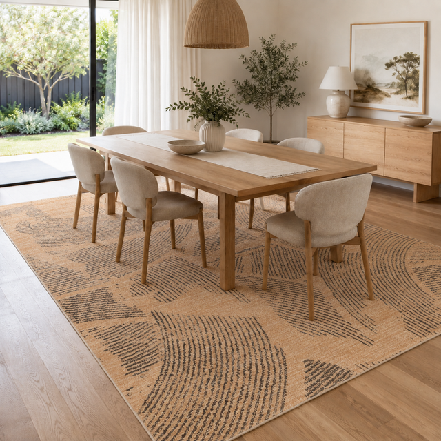 Clara Abstract Paintbrush Gold Rug - C104