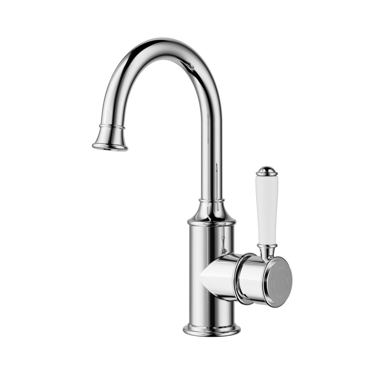 Clasico Goose Neck Ceramic Handle Basin Mixer HYB868-201A - Chrome