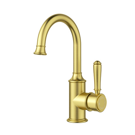 Clasico Goose Neck Brass Handle Basin Mixer - Brushed Gold