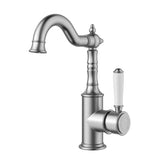 Clasico Goose Neck Ceramic Handle Basin Mixer HYB868-202A - Brushed Nickel