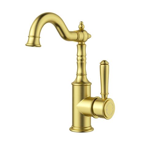 Clasico Goose Neck Standard Handle Basin Mixer - Brushed Gold