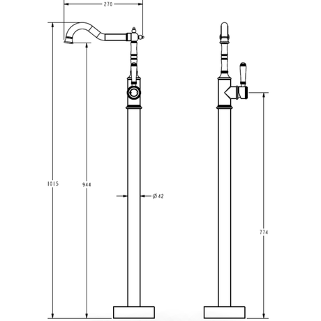 Clasico Pull-out Sink Mixer - Brass Handle Drawing