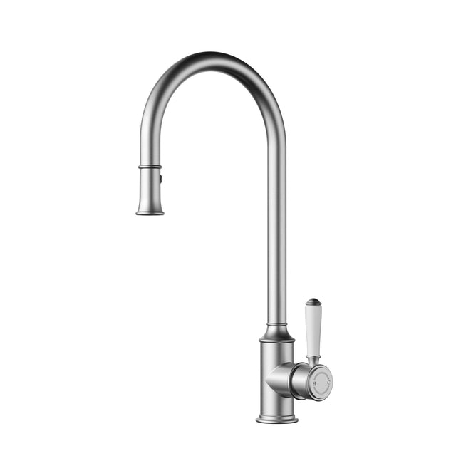 Clasico Pull-out Sink Mixer - Ceramic Handle - Brushed Nickel