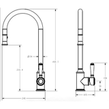 Clasico Pull-out Sink Mixer - Ceramic Handle Drawing