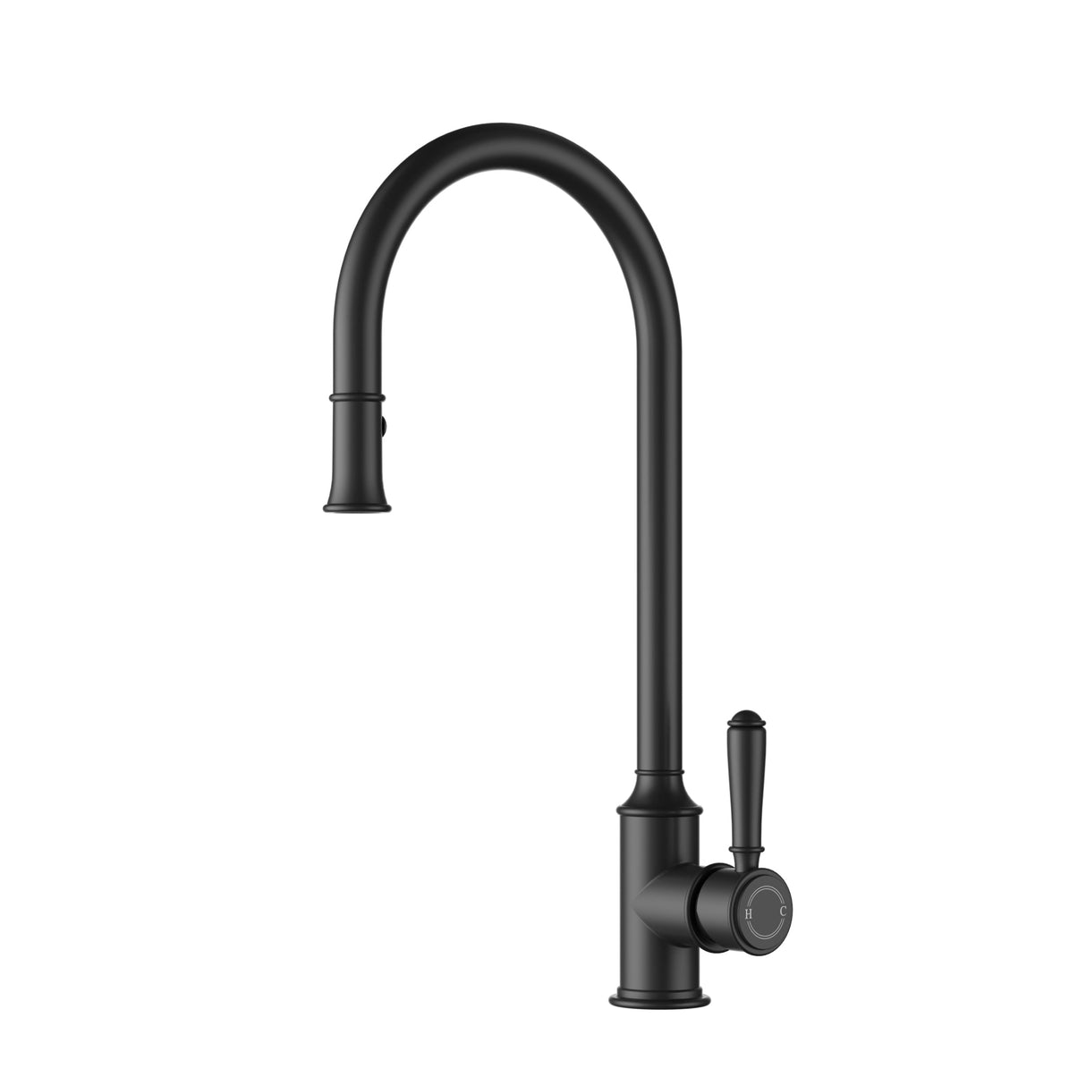 Clasico Pull-out Sink Mixer - Brass Handle - Matte Black