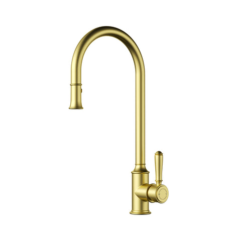 Clasico Pull-out Sink Mixer - Brass Handle - Brushed Gold