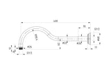 Clasico Shower Arm Horizontal 400mm Drawing