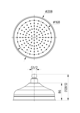 Clasico Shower Head Round 220mm Drawing