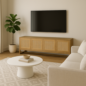Clover American Oak Entertainment Unit - Four Door - Natural 2m