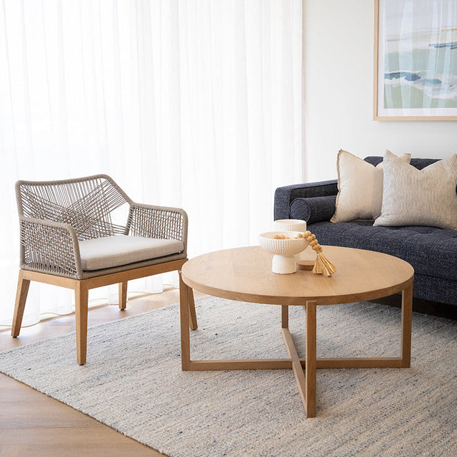 Clover Round American Oak Coffee Table  - 1.0m