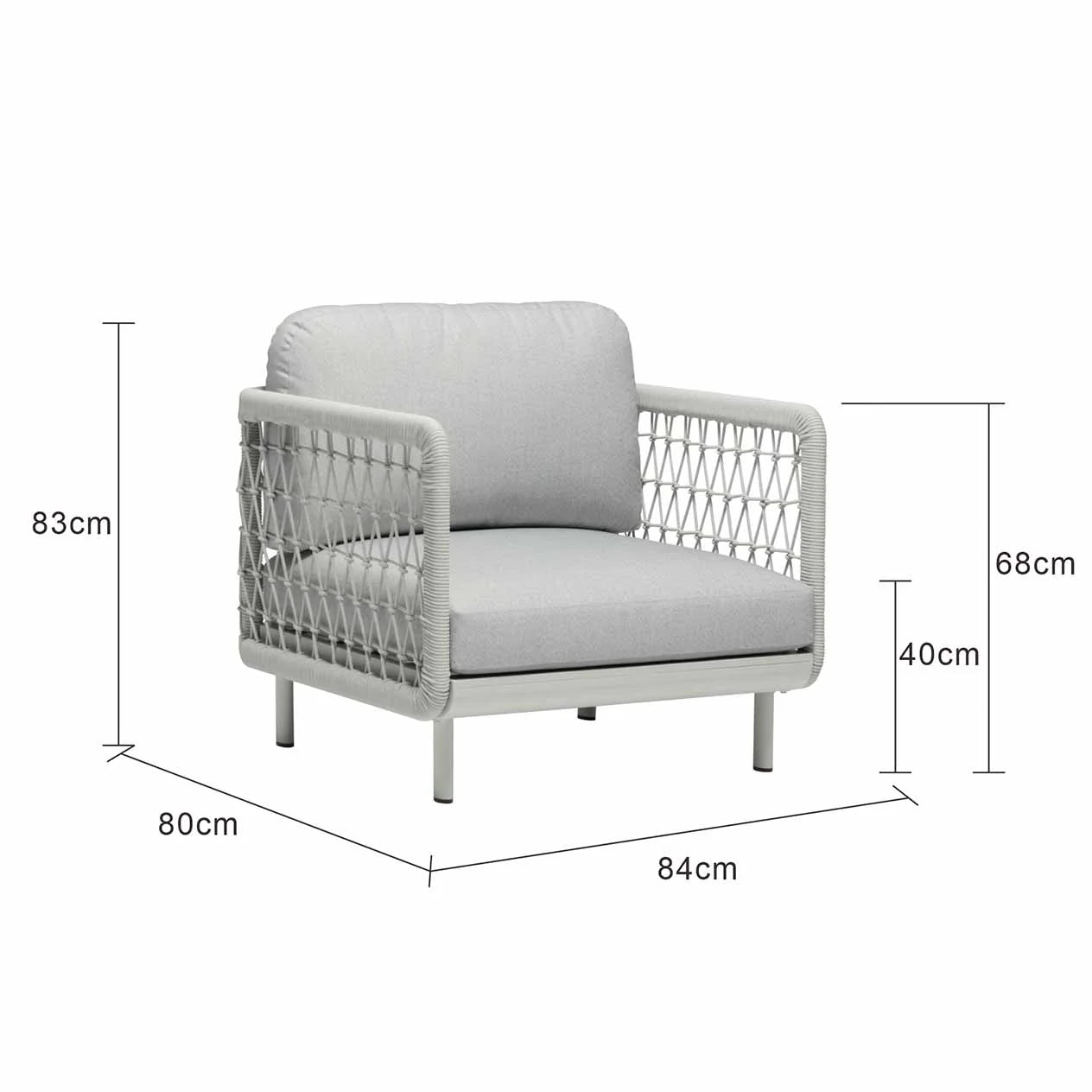 Colwood Outdoor Rope Armchair in Light Grey