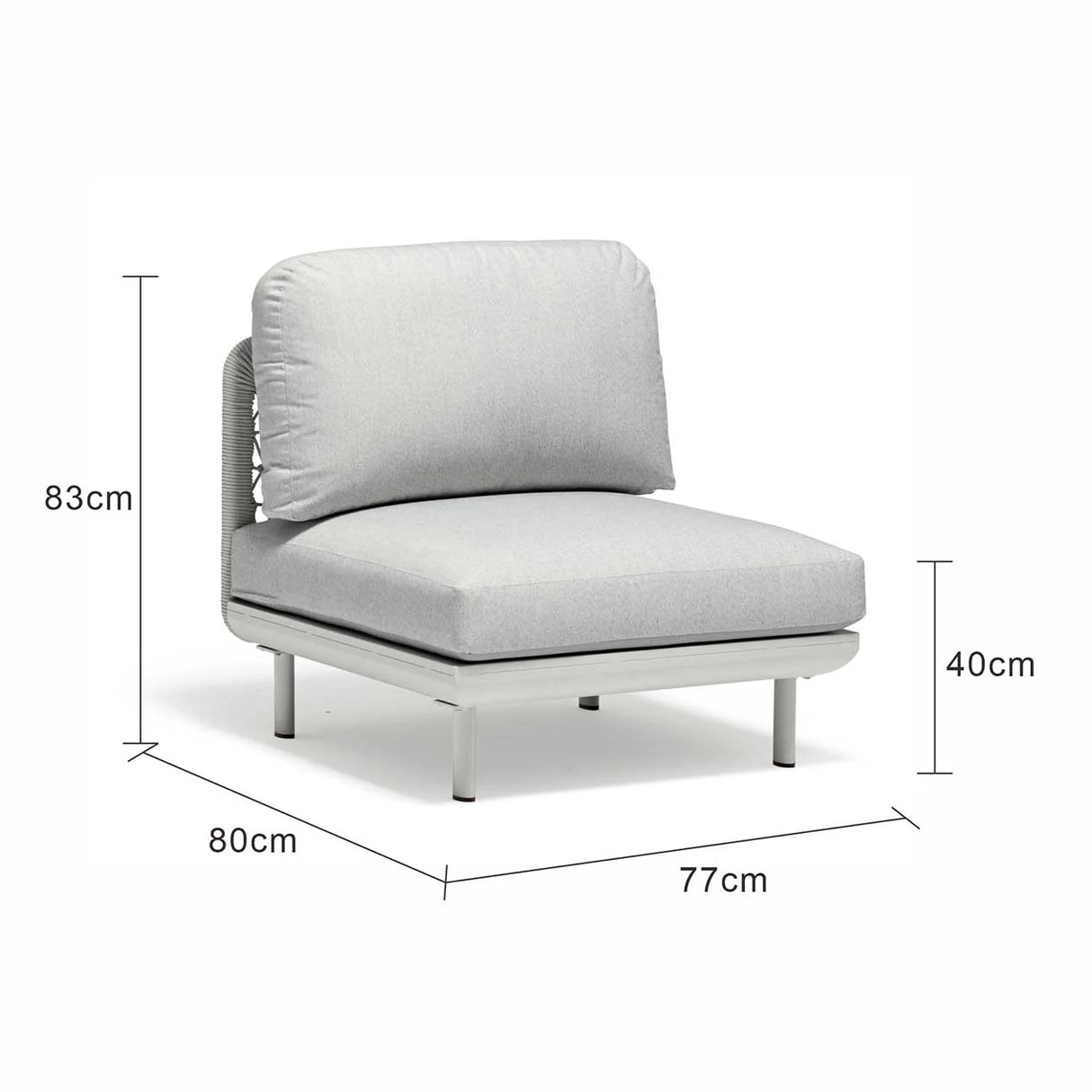 Colwood Outdoor Rope Armless Chair in Light Grey