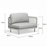 Colwood Outdoor Rope End Chair with Left Arm in Light Grey