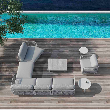 Colwood Outdoor Rope End Chair with Right Arm in Light Grey