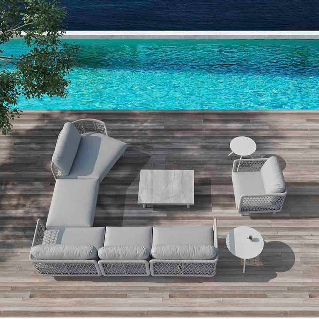 Colwood Outdoor Rope End Chair with Right Arm in Light Grey