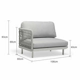 Colwood Outdoor Rope End Chair with Right Arm in Light Grey