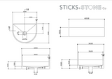 Sticks & Stone Concrete Polished Half Moon Basin