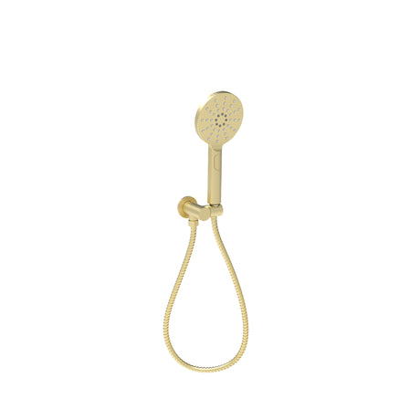 Cora Round Hand Shower On Wall Outlet Bracket  Brushed Gold