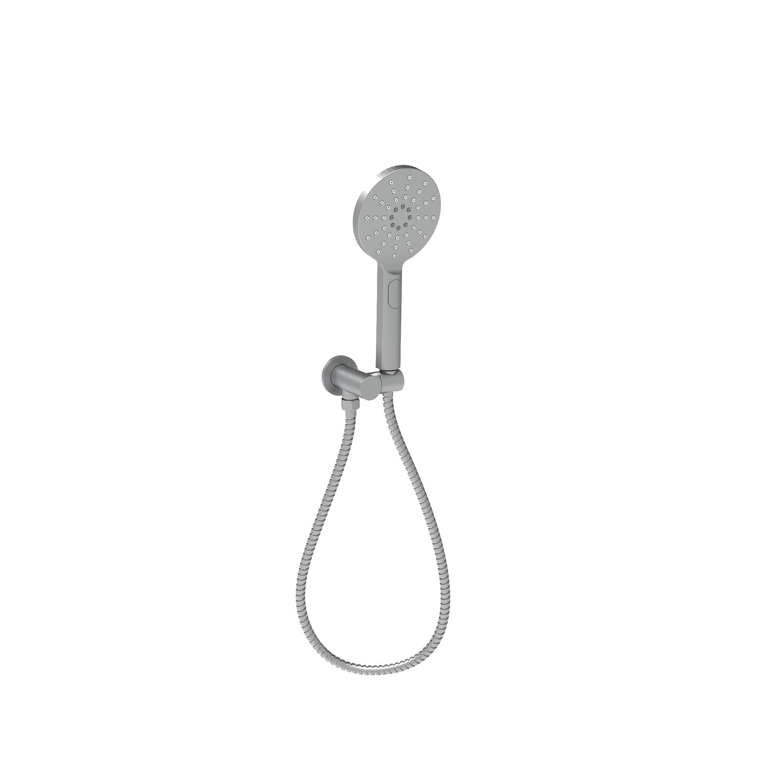 Cora Round Hand Shower On Wall Outlet Bracket  Brushed Gun Metal