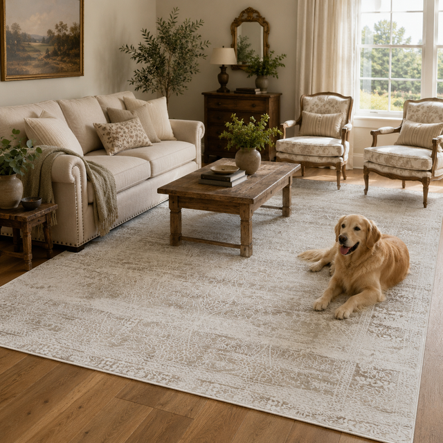 Cordelia Solid Beige Modern Rug