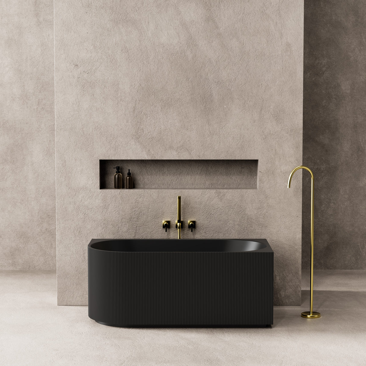 Corner bathtub black and fluted