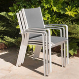 Cosmo Outdoor Aluminium Dining Chair with Cast Aluminium Arm in Charcoal/White