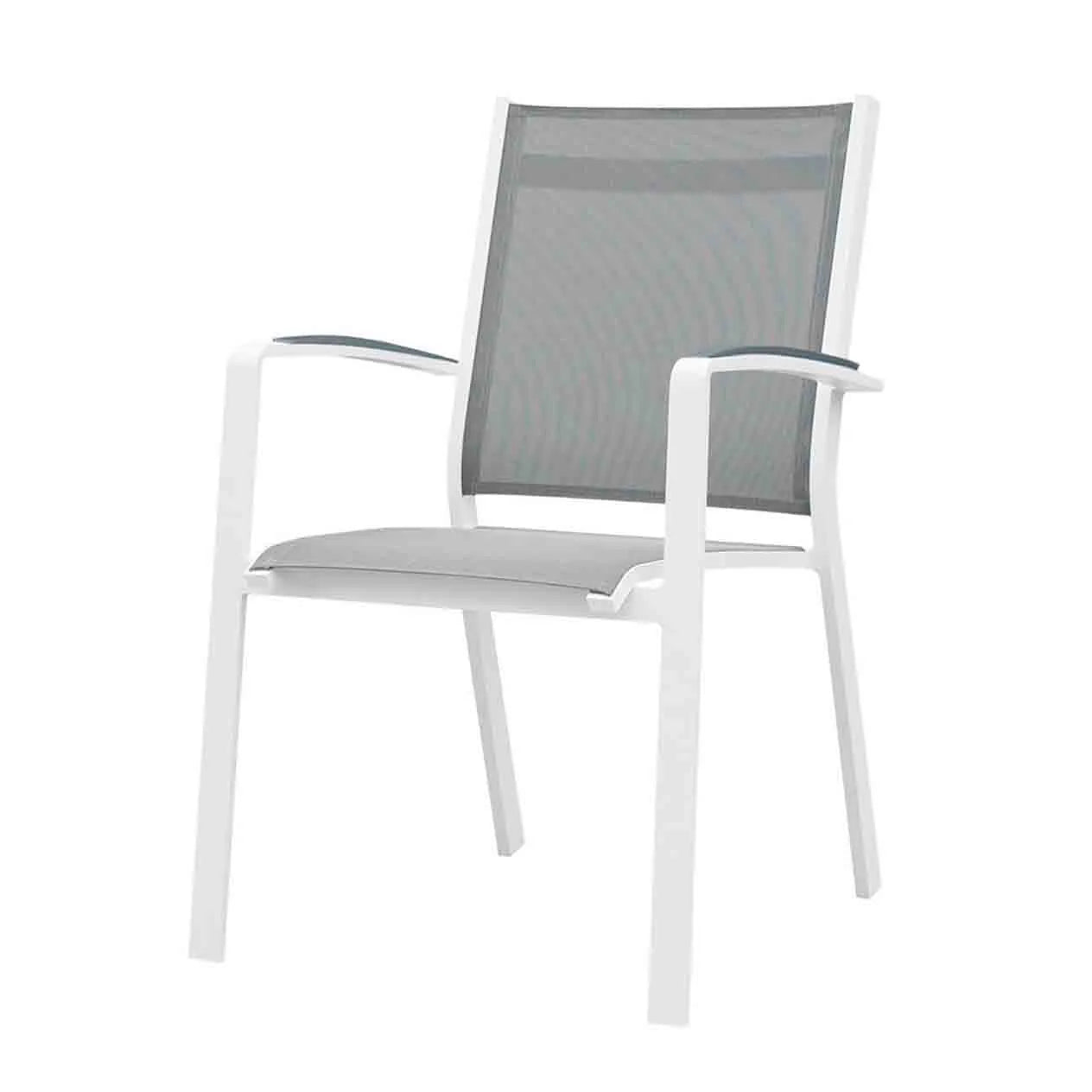 Cosmo Outdoor Aluminium Dining Chair with Cast Aluminium Arm in Charcoal/White