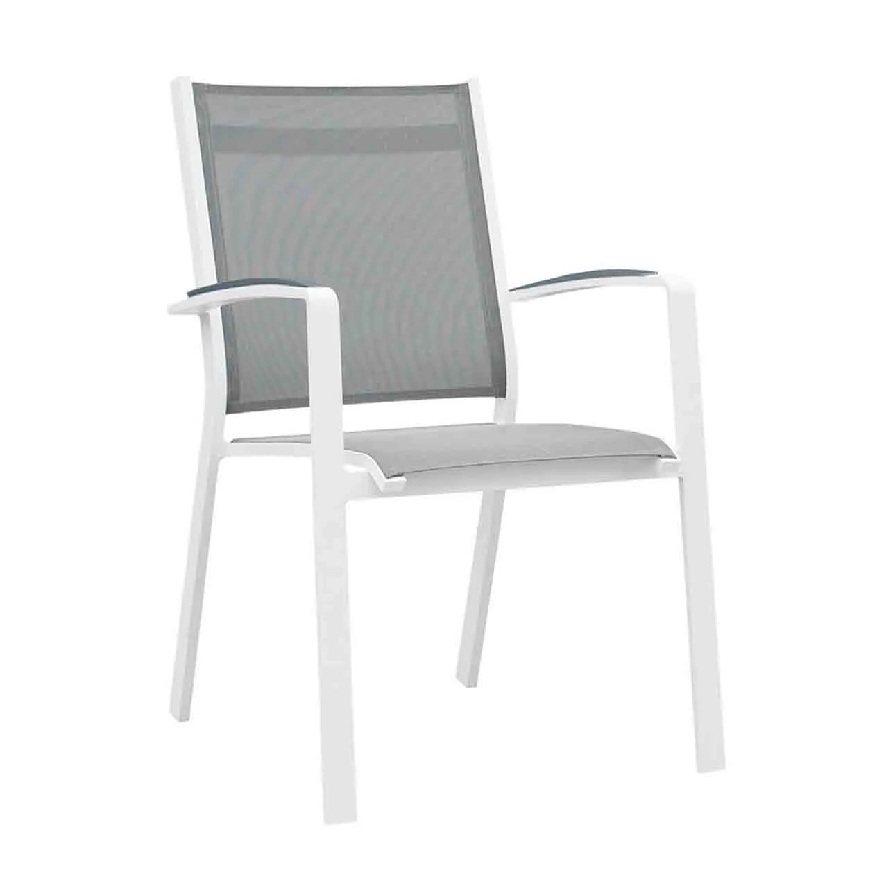 Cosmo Outdoor Aluminium Dining Chair with Cast Aluminium Arm in Charcoal/White