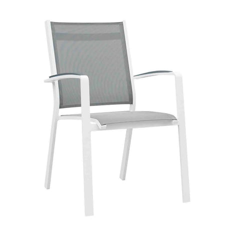 Cosmo Outdoor Aluminium Dining Chair with Cast Aluminium Arm in Charcoal/White