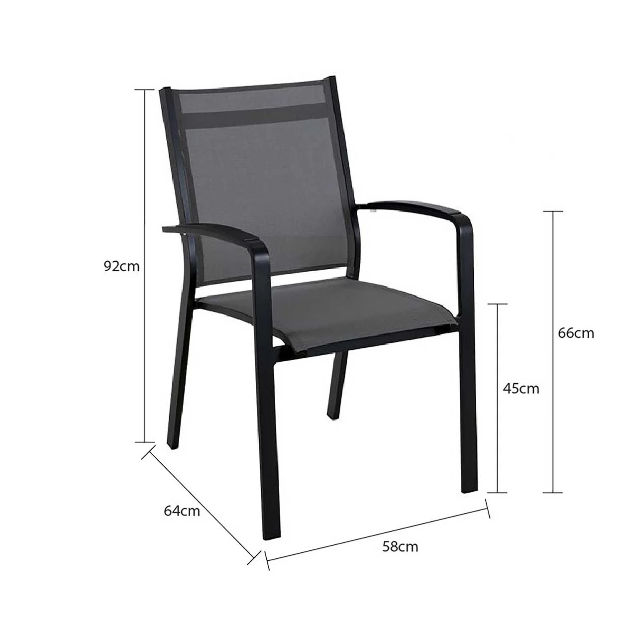 Cosmo Outdoor Aluminium Dining Chair with Cast Aluminium Arm in Charcoal/White