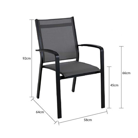 Cosmo Outdoor Aluminium Dining Chair with Cast Aluminium Arm in Charcoal/White