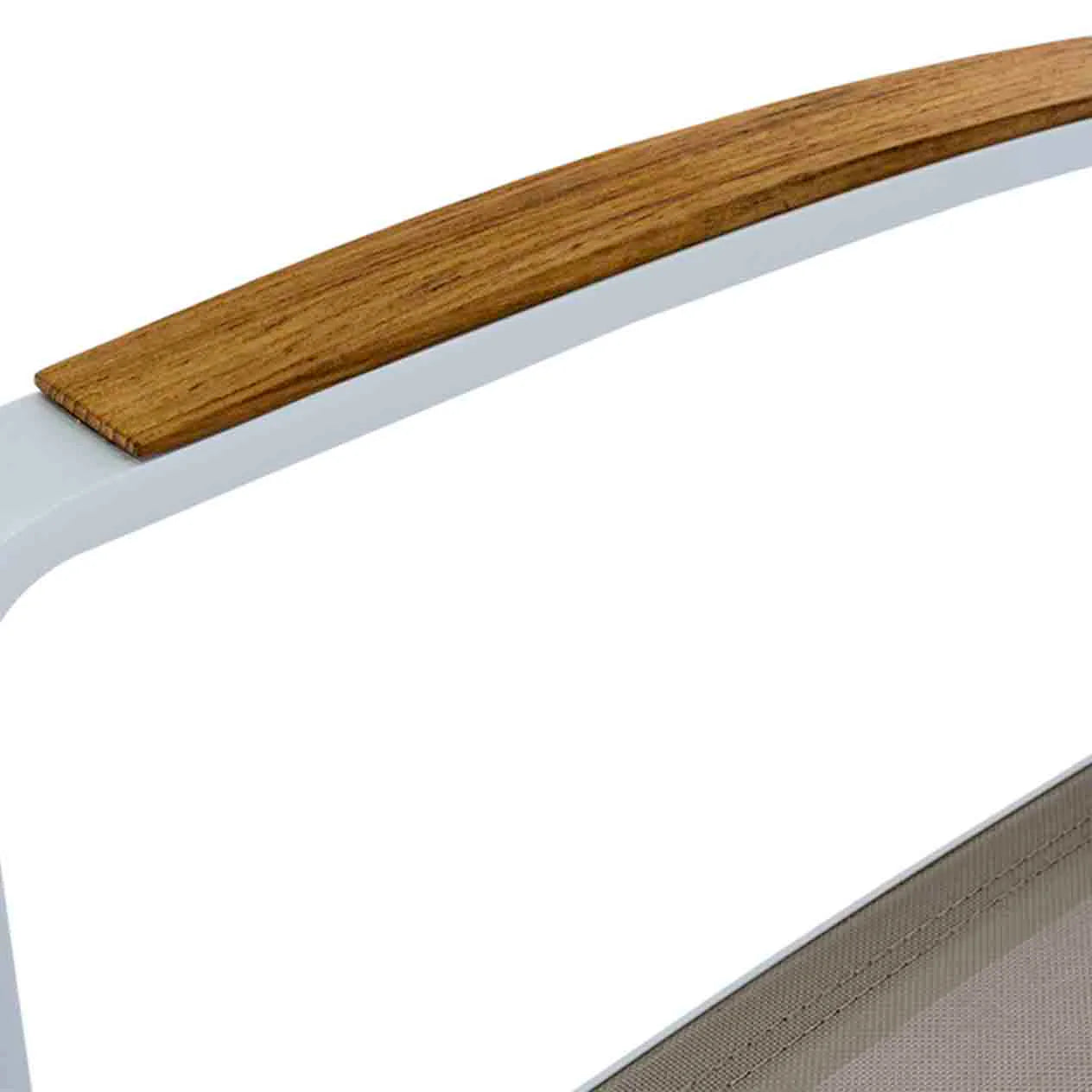 Cosmo Outdoor Aluminium Dining Chair with Teak Arm in Charcoal/White