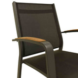 Cosmo Outdoor Aluminium Dining Chair with Teak Arm in Charcoal/White