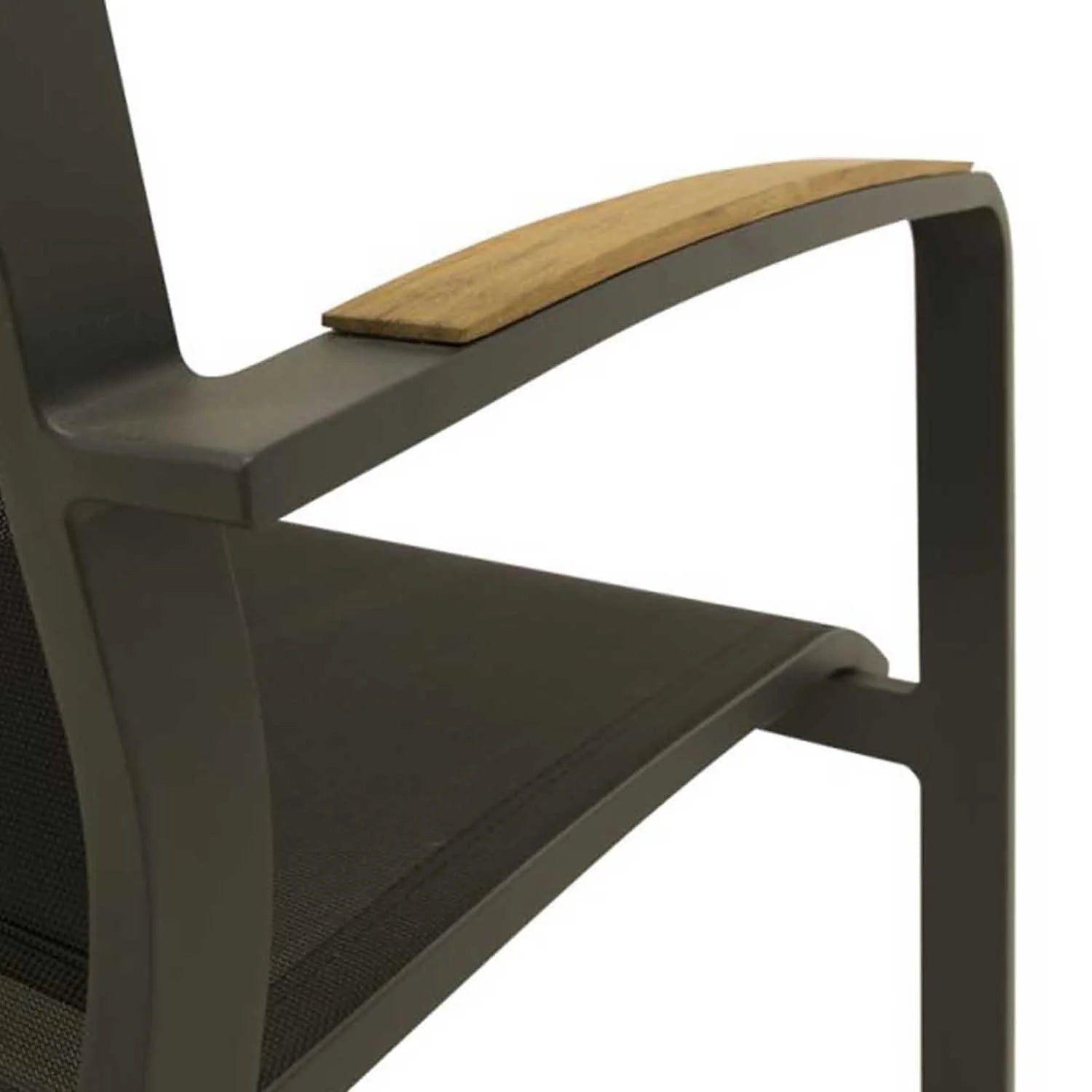 Cosmo Outdoor Aluminium Dining Chair with Teak Arm in Charcoal/White