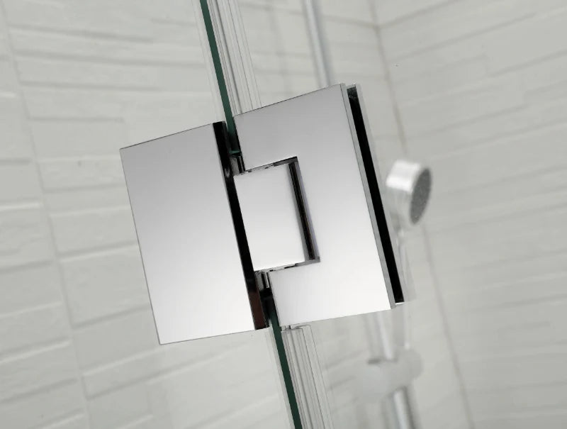COVEY Wall To Wall L-Shape Square Frameless Pivot Hinge Door Shower Screen