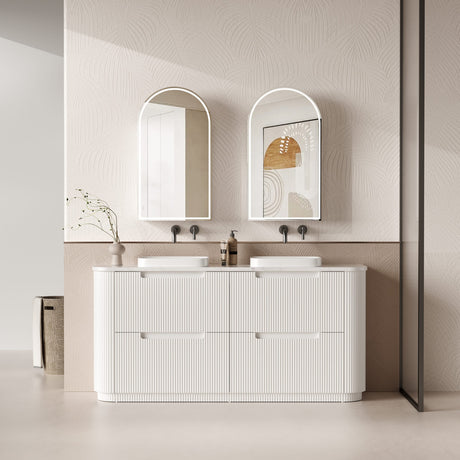 Curva Floor Standing Vanity-Fluted Curved-Matte White - 01