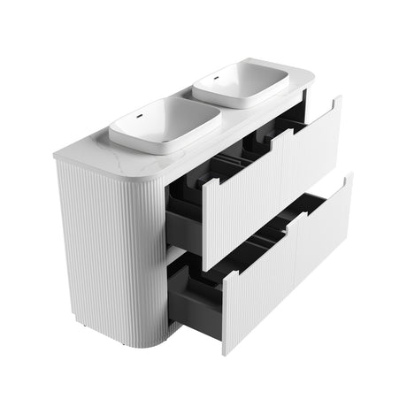 Curva Floor Standing Vanity-Fluted Curved-Matte White - 05