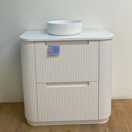 Curva Floor Standing Vanity-Fluted Curved-Matte White - 30