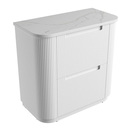 Curva Floor Standing Vanity-Fluted Curved-Matte White - 37