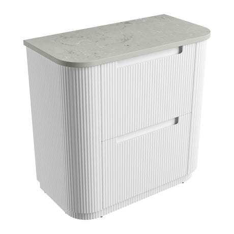 Curva Floor Standing Vanity-Fluted Curved-Matte White - 38