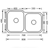 Cora Double Bowl Undermount Sink 808 x 490mm (Chrome)