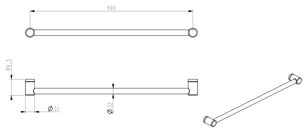 Mica Care Straight - Horizontal - 900mm- Grab Rail