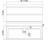 ABS DF Dark American Oak Wall Hung Single Bowl Vanity 1200mm - Clearance