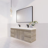 ABS DF Dark American Oak Double Bowl Wall Hung Vanity 1500mm - Clearance