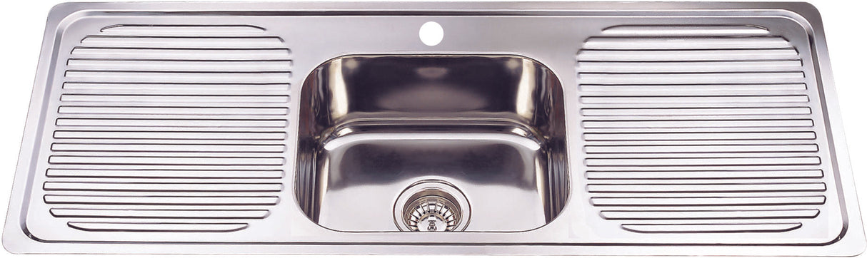 Single Bowl & Double Drainer 1180x480x170mm (Chrome)