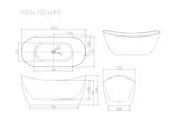 Opal Ultra-thin Freestanding Bathtub With Overflow 1500mm (Gloss White)