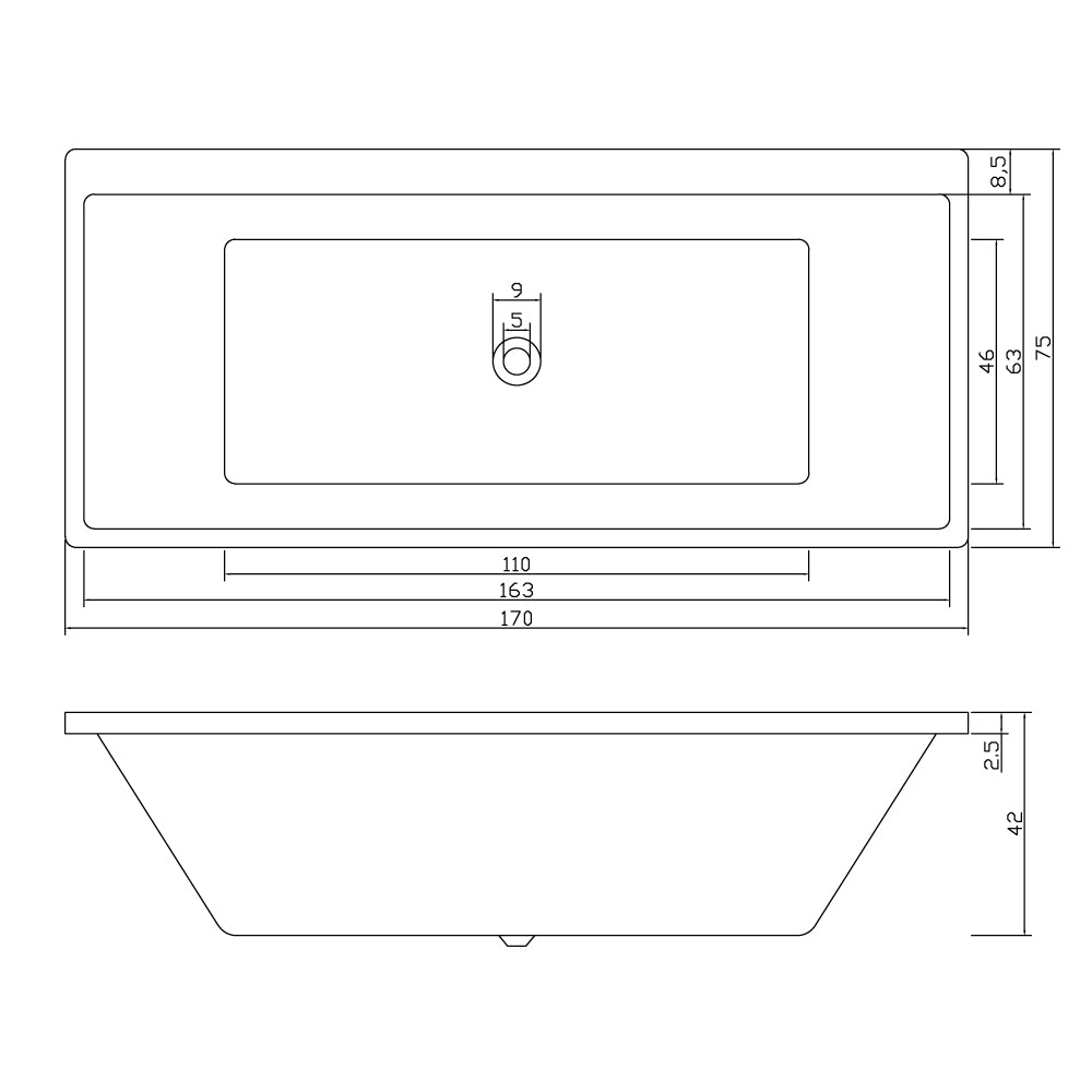 Dunton Insert Bathtub with Non-Overflow (Gloss White) (1500/1700mm)-Clearance