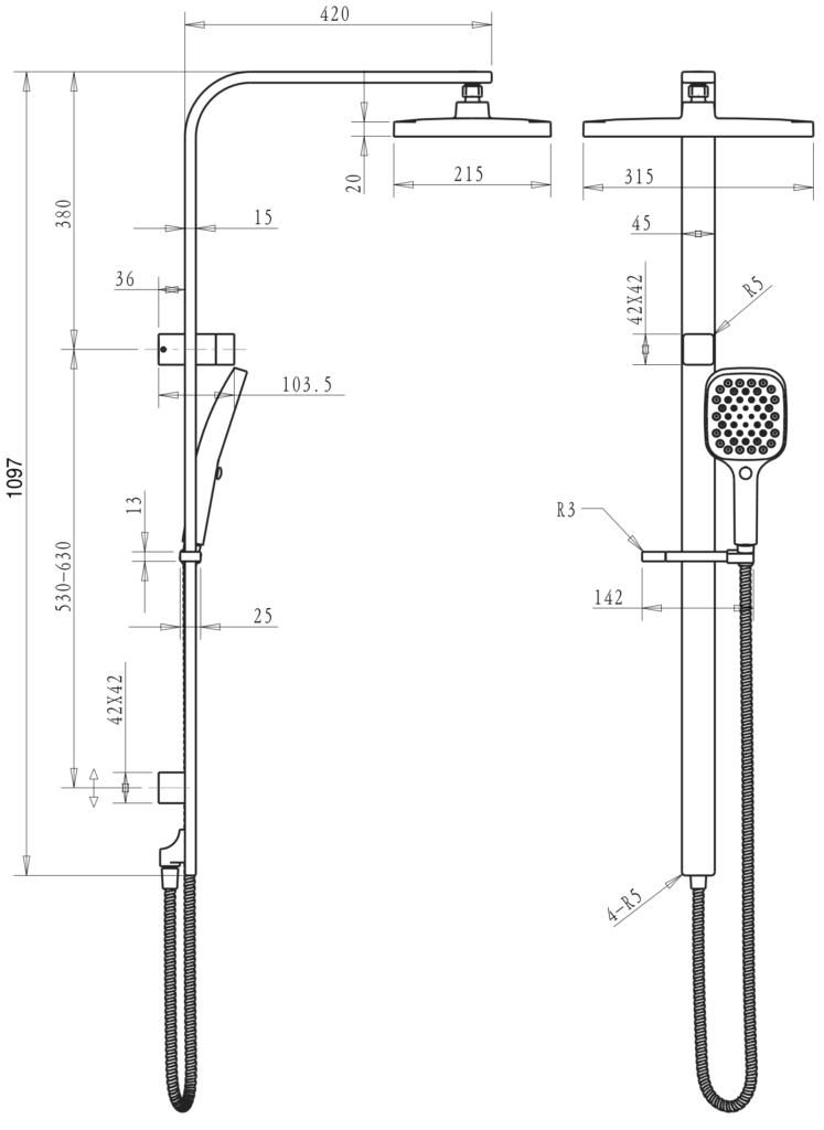 Bekitia Dual Shower Rail