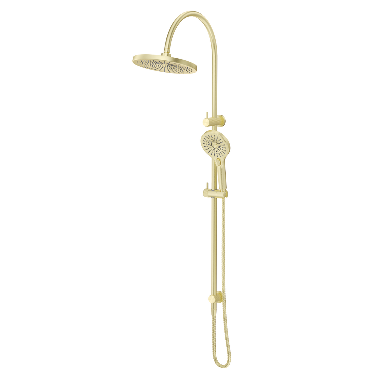 Mica Fluted Gooseneck Dual Shower Rail